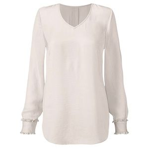 CAbi Cream Long Sleeve Blouse